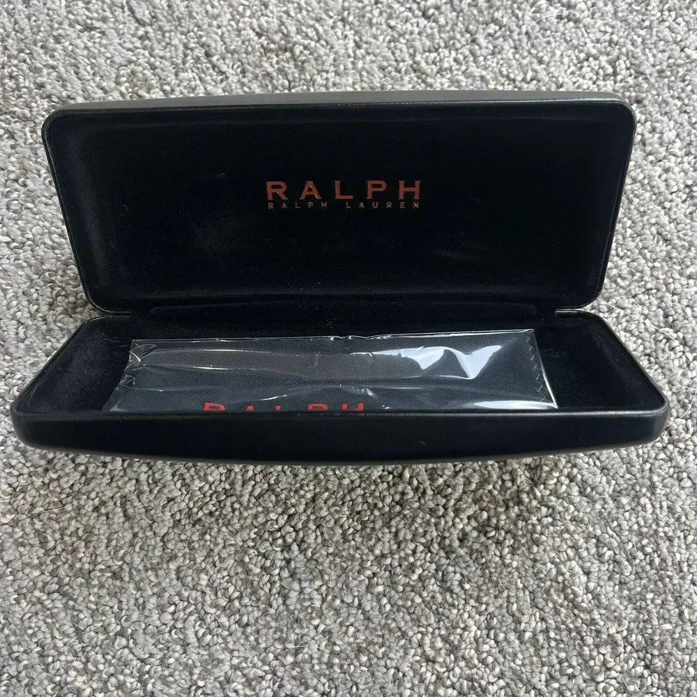Ralph Lauren Hard Clam Shell Glasses Case Black Sealed Wipe Cloth‎ Velvet Lined